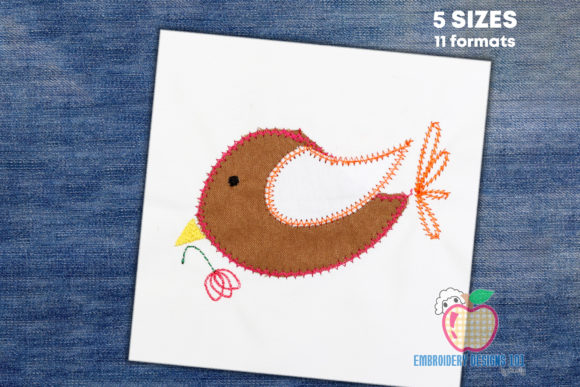 Cartoon Bird Holding a Leaf Applique Review for Craft Fairs