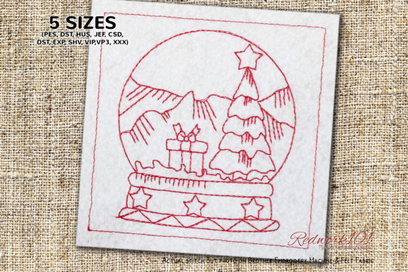 Christmas Tree in SnowGlobe Redwork Review for Real Projects