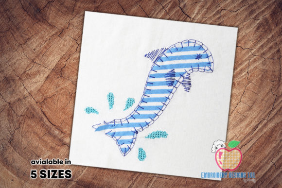Cute Baby Dolphin Applique for Seasonal Embroidery Projects