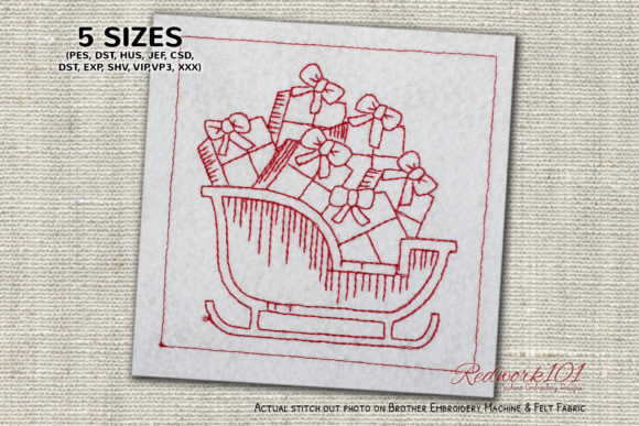 Santa Sleigh Gifts Bluework Embroidery Review for Business Use