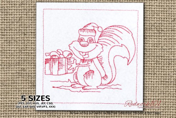 Squirrel with Santa Hat Holding a Gift Review for Craft Fair Products
